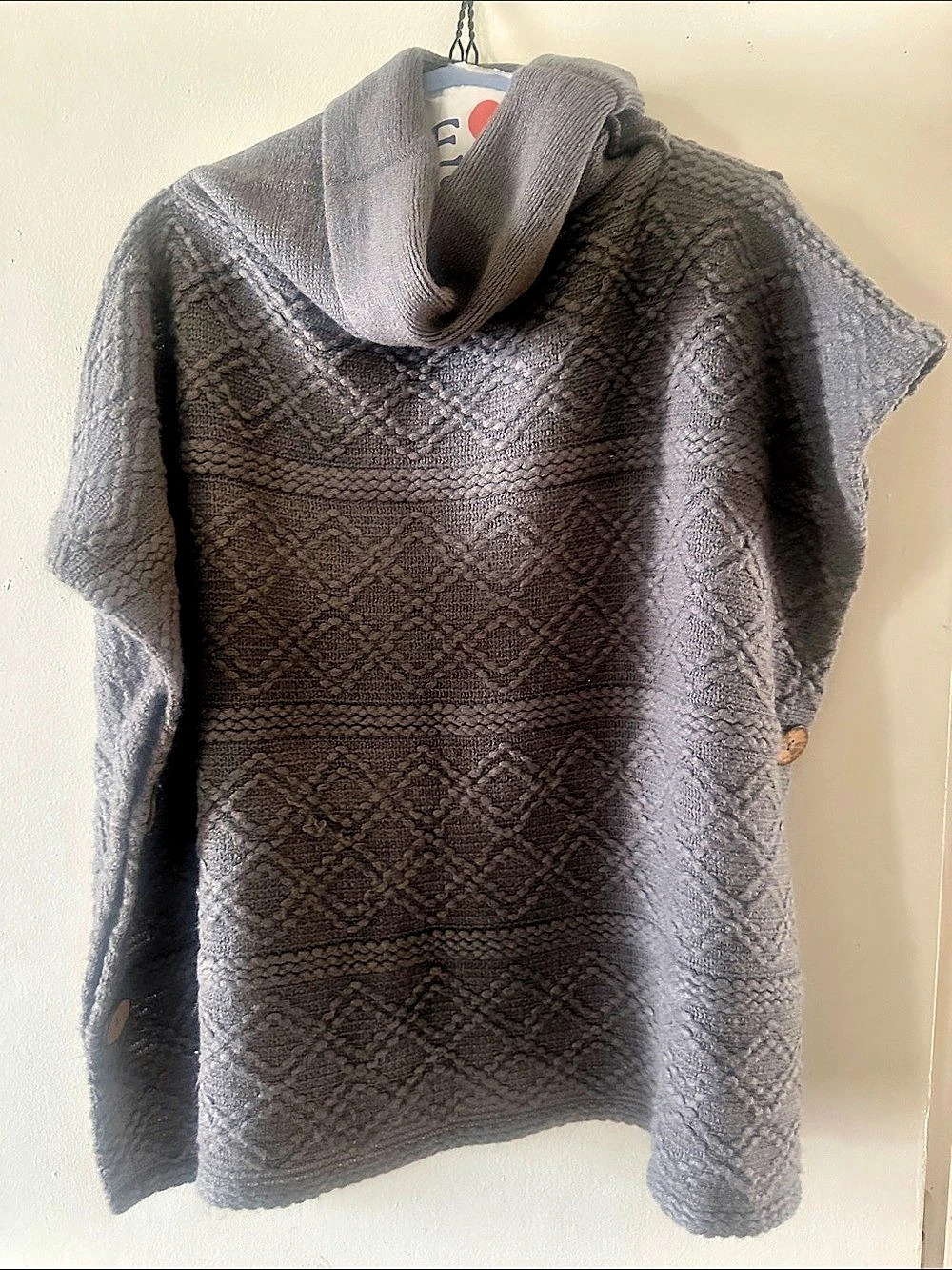 Women's Gray Cowl Neck Geometric Sweater